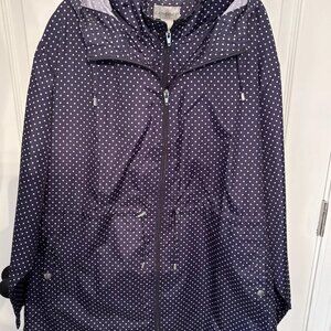 Catherines Ultimate Packable Parka - Womens Size 4XL - Navy w/White Polka Dots
